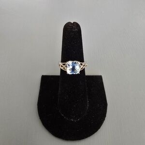 .925 Sterling Silver Lab Grown Aqua Stone Ring